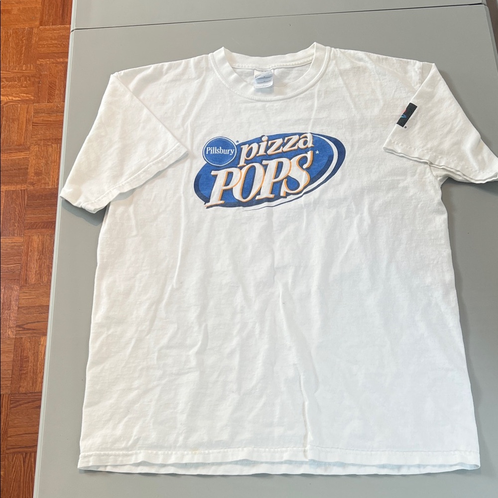 Gildan White Pizza Pops Logo Short Sleeve Tee